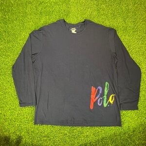 Polo Ralph Lauren Navy Blue COLORFUL ARTSY PAINTED LOGO KNIT Pajama SET Men's xL